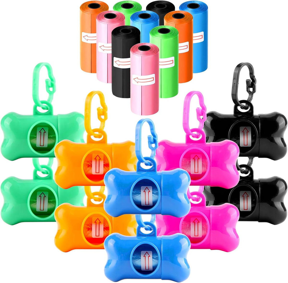 10 Pack Bone Shaped Poop Bag Dispenser Pet Waste Disposal Bag - Random Color (10 Pack)
