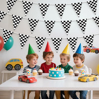 Piokio 100ft Black and White Checkered Flag Banner – Fun for Kids & Family - Black and White / 7.5x11.5 Inch(33ft) - image 3