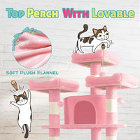 SHA CERLIN 73in Fan-Shaped Corner Cat Tower for Save Space/Multi-Level Tall Cat Tree for Indoor Kitties/Condo with Baskets/Cozy Perches/Sisal Scratching Posts/Pet Activity House/Pink
