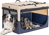 A 4 Pet 36-in Foldable Soft-Sided Dog Crate for Large Dogs – Essentials for Dogs - Blue+Beige / 36.0"L x 24.0"W x 23.0"H