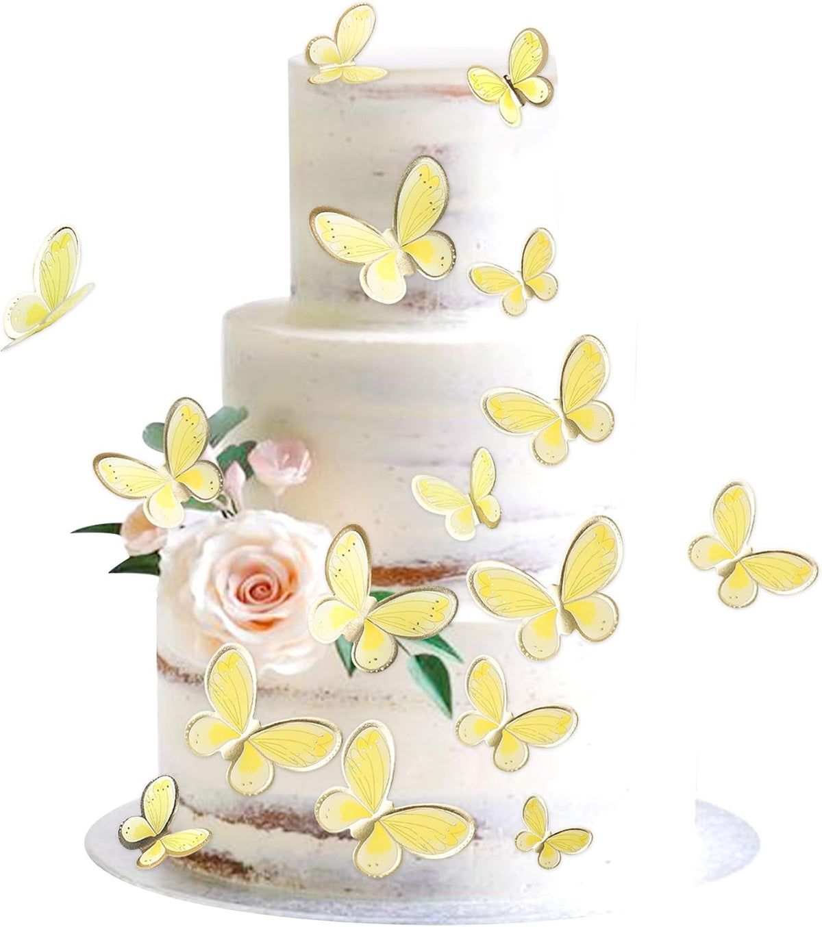 30Pcs 2D Waterproof Swallowtail Butterfly Cake Topper Transparent - Not Edible / Yellow - image 3