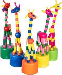Berry President wooden giraffe push puppets, 3 pack of colorful collapsing toys - view 4