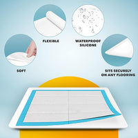 TidyFriend Dog Pee Pad Holder Tray Fits for 24” x 24” Wee Wee Pee Pads - Stable Grip, Raised Edges, Quick-Wipe Silicone Surface Dog Potty Tray Holder for Indoor Flooring Protection (White)