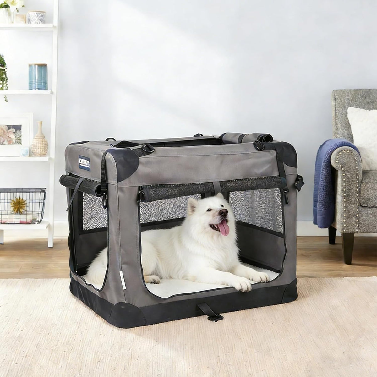 JESPET 3 Door Soft Dog Crates Kennel - Dark Grey / X-Large(36"L x 24"W x 27"H) - image 4