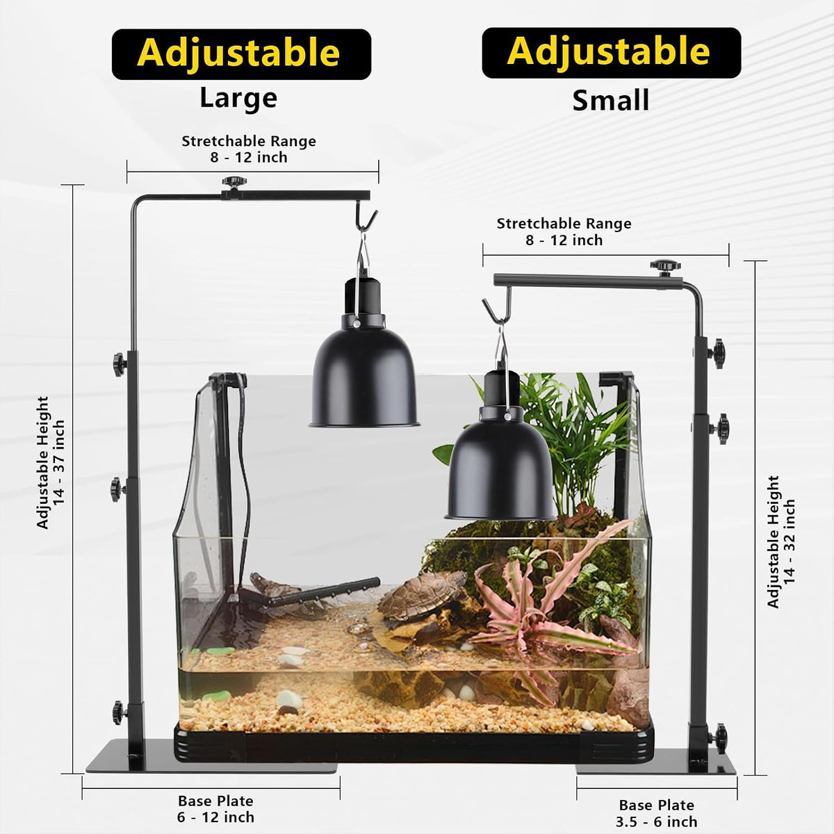 LUCKY HERP Aluminum 5.5inch Shallow Dome Reptile Light Fixture - Reptile Lamp Stand / 14-32 inch Adjustable - image 4