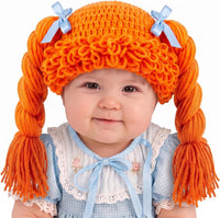 Halloween Cabbage Costume Yarn Wig - Orange 4 / Long Braided Pigtails