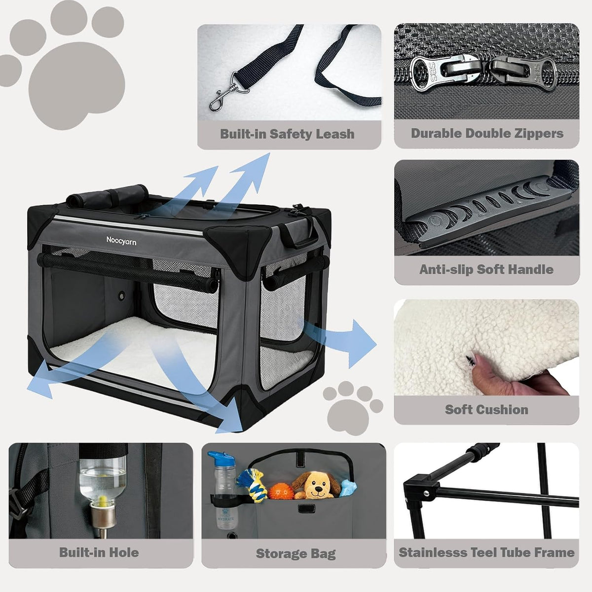 Collapsible Dog Crate for Large Dogs 36 Inch - Dark Grey / 42.0"L x 31.0"W x 31.0"H - image 2
