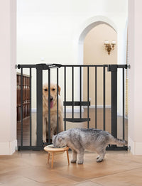 Babelio 36" Tall Pet Gate with Cat Door, CatPrivilege II, 29-40" - Black / 29-40" Wide, 30" Tall