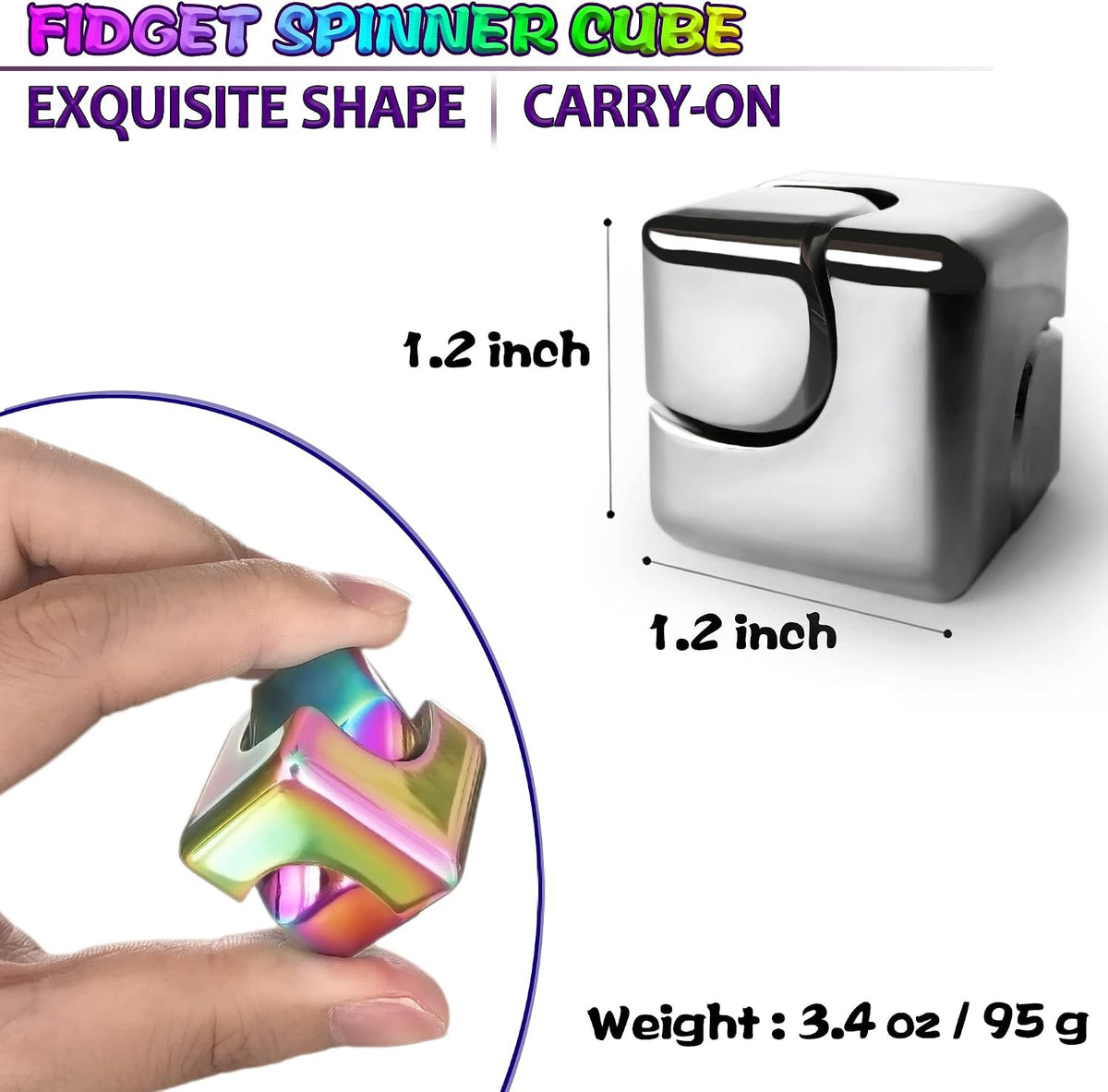 Fidget Spinner Toys Cube Adults - Silver - image 2