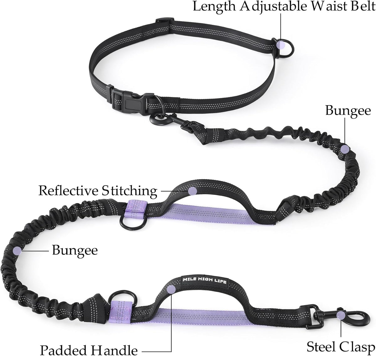 Mile High Life Hands Free Dog Leash - Black Light Purple / 7FT Hands Free - image 4