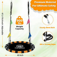 HeyZoo black 40 inch saucer swing with 360 degree swivel for backyard - view 10