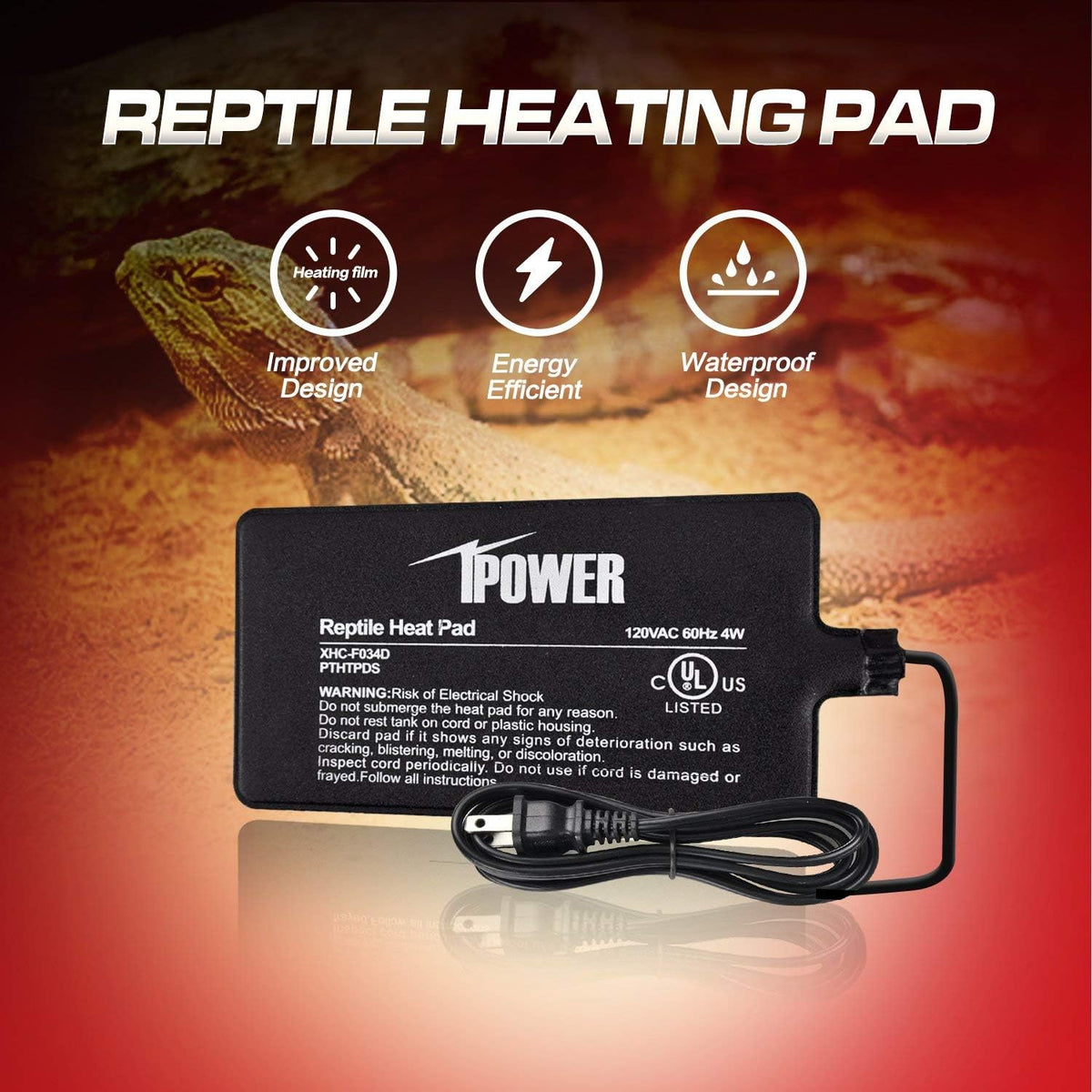 iPower 8 by 12-Inch Reptile Heat Mat Under Tank Heater Terrarium - Heat Pad / 4" x 7" - image 2