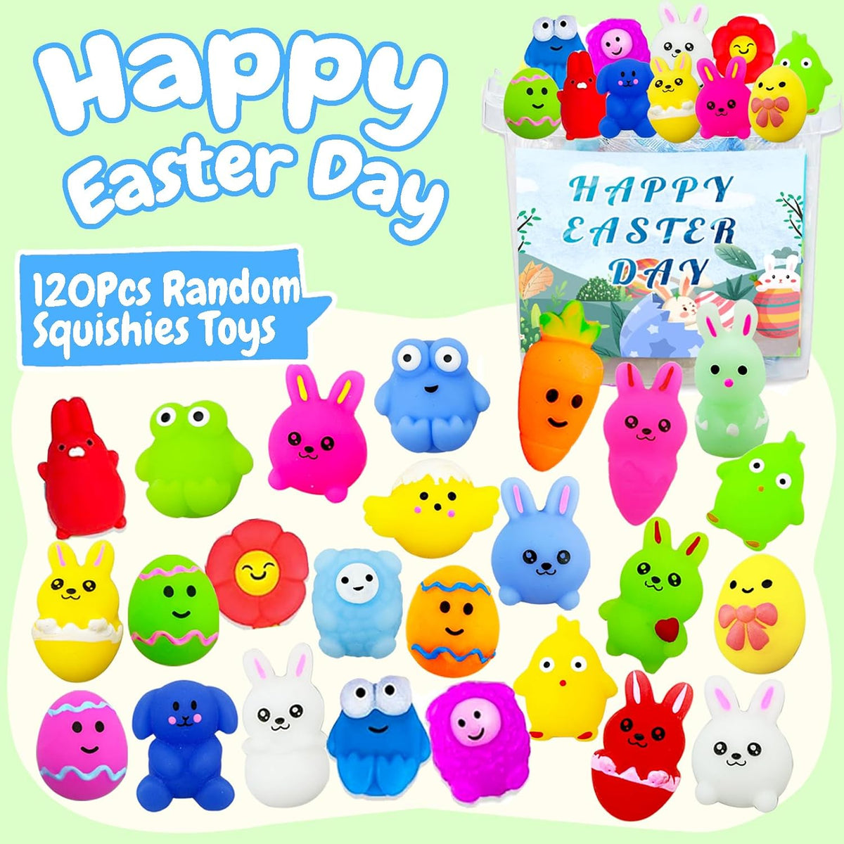 SUNPROUND 120 Halloween mochi squishy toys in pumpkin, ghost and bat shapes with bucket - view 4