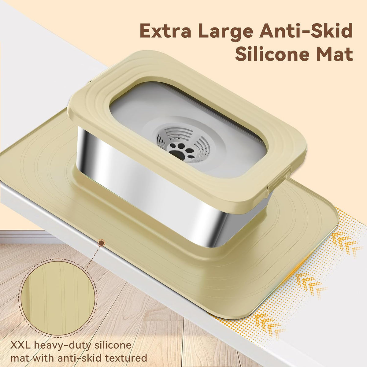 10L No Spill Dog Water Bowl Stainless Steel for Messy Drinkers – Essentials for Dogs - Beige - image 4