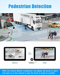 4CH 10.1 inch AI WiFi GPS RV Backup Camera Monitor System with Touch Screen and 4x1080P Waterproof Night Vision Cameras, Blind Spot Detection DVR Video Recorder for Truck Trailer Semi Camper Van Taxi