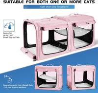 Extra Large Cat Carrier for 2 Cats with Travel Litter Box - Pink / Dual Carriers - image 3