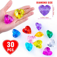 Niceup acrylic heart gems, 30 chunky 3D heart-shaped diamond gemstones for kids - view 15