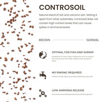 Ultum Nature Systems Controsoil - Freshwater Aqua Soil Substrate for Fish, Shrimp, Live Plant Propagation and Aquascaping - 6.8pH Low Ammonia, Volcanic Ash - Brown, Normal (1 Liter | 2LB)