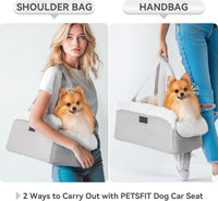 PETSFIT Cat Car Seat, Portable Console Dog Car Seat with Safe Protective Hooks, Luxury Pet Car Seat - Grey / Small - image 3