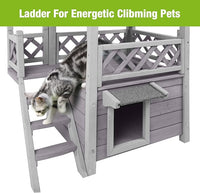 GUTINNEEN Cat House Outdoor Weatheproof Feral Cat Shelter Wooden Cat Condos for Winter Large Balcony（AIR09）