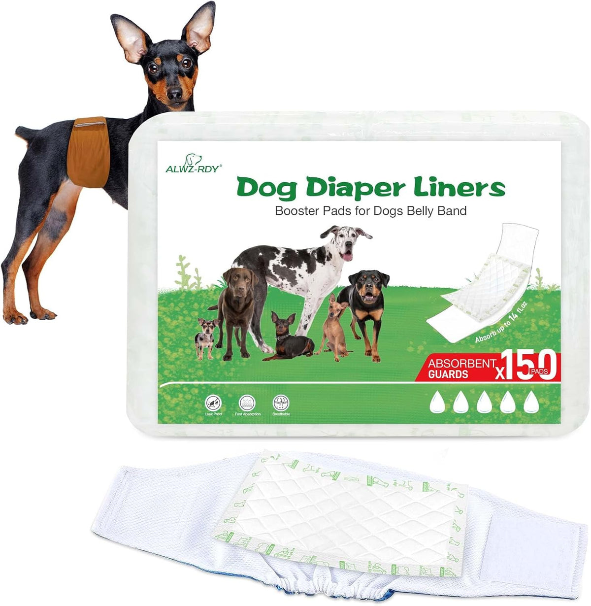 Dog Diaper Liners 100ct Super Absorption Disposable Dog Diaper - Regular / 150