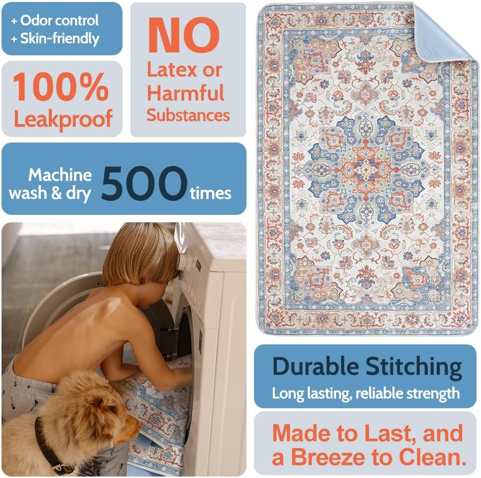 Washable Pee Pads for Dogs, Non-Slip Potty Pads - Beige / 48"x32" (Pack of 2) - image 4