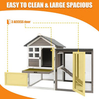 Rabbit Hutch-Indoor Outdoor Rabbit Hutch with Pull Out Tray Large Rabbit Hutch FirWood Bunny Hutch Indoor Guinea Pig Cages Waterproof Asphalt Roof, GREYWHITE, RAB HUTCH#17 (RAB17)