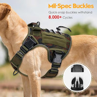 Heavy-Duty Tactical Dog Harness for Large Dogs, No Pull Adjustable Reflective Pet Vest with Molle System, K9 Military-Grade Control for Service Training, Outdoor & 10+ Breeds, Green Camo, X-Large
