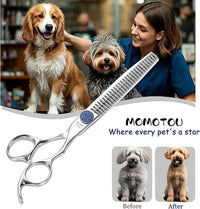 7.5'' Dog Grooming Scissors CNC 440C Blades Sharp and Durable Polished Chunker Dog Shears with Blue Diamond Adustable Screws Easy to Use for Groomer and Home User