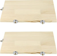 QWORK 13.6" x 7.9" Natural Wood Rectangle Stand for Bird Cages Suitable for Parakeets, Cockatiels, and Small Animals Easy Install with Stainless Steel Hardware 2 Pcs