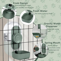 28oz Hanging Automatic Water Dispenser，Rabbit Water Bottle,Bunny Guinea Pig Ferret Water Bowl for Cage,Suitable for Small Animal Puppies(Cage Grid Spacing Over 1.2'') (Green)