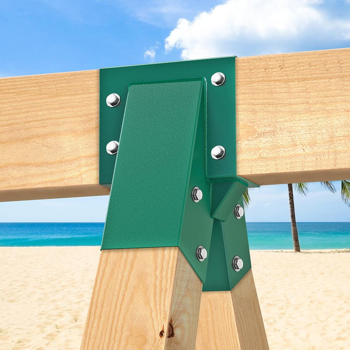 BeneLabel green A-frame middle swing set bracket made of powder coated steel - view 15