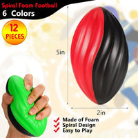 Jerify mini foam footballs for kids, 12 soft 5 inch spiral balls in 6 two-tone colors - view 15