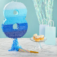 BLUE PANDA Pull String Pinata Number 5, Ombre Blue - Number 8 - image 2