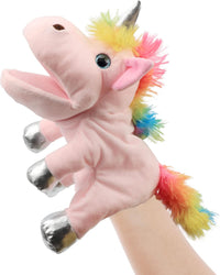 Hopearl white plush unicorn hand puppet with open movable mouth, 12 inches - view 5