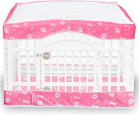 2 Pack Dog Playpen Cover and Bottom Pad Fits for 36 Inch 4 Panels Pet - Pink