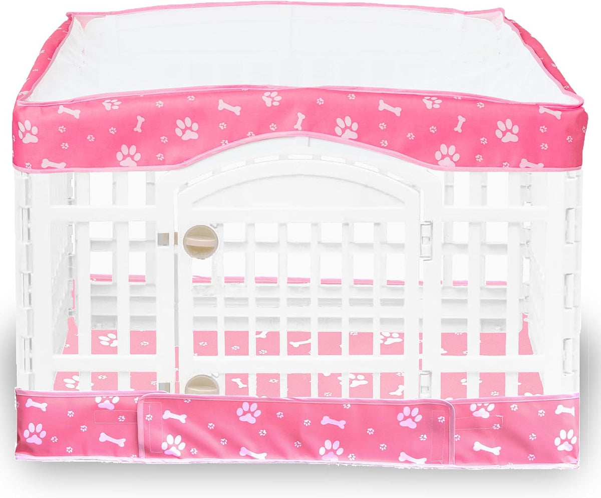 2 Pack Dog Playpen Cover and Bottom Pad Fits for 36 Inch 4 Panels Pet - Pink