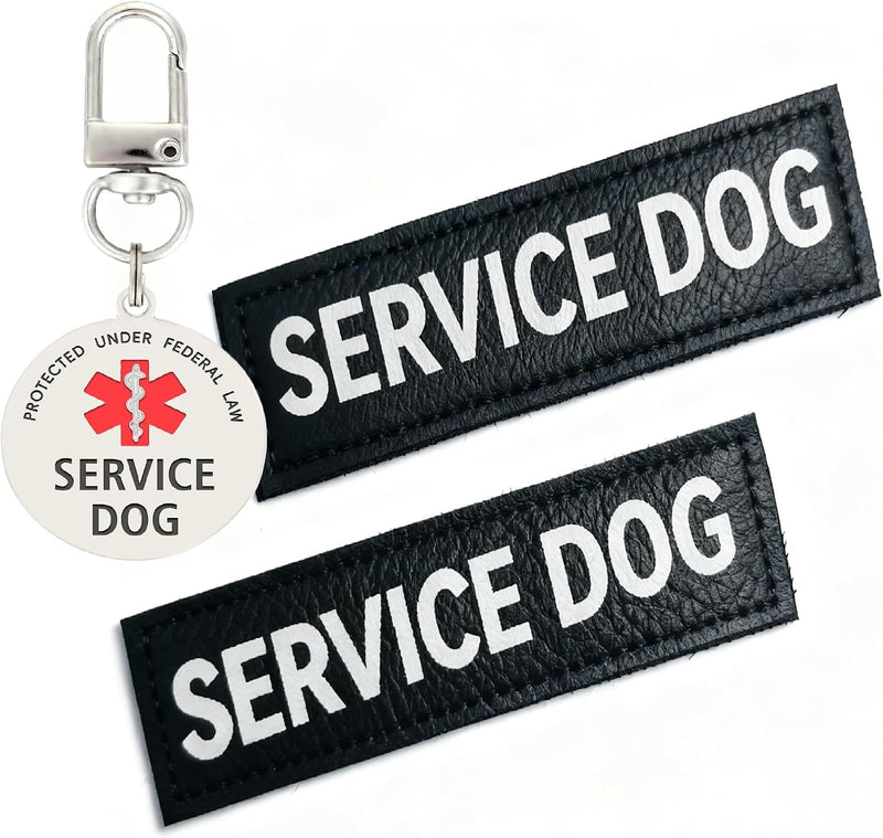 Service Dog Patches & ID Tag Set for Collar Harness Vest – Essentials for Dogs - Service Dog(patch&tag) / Medium