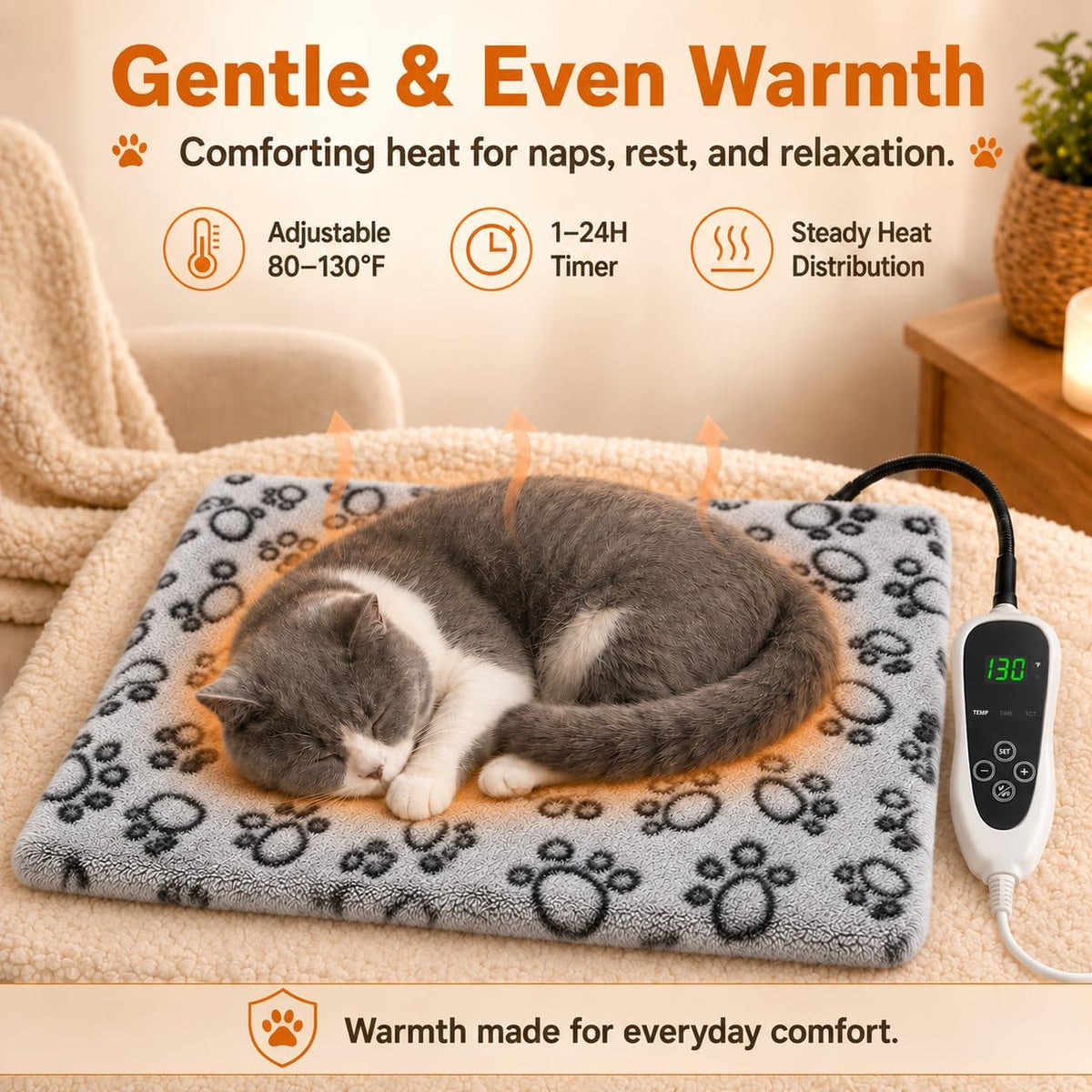 Large Dog Heating Pad 36x24 in with Normally Open Function – Essentials for Dogs - Grey / 36 x 24 in - image 2
