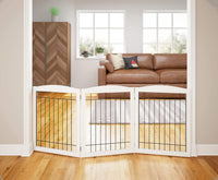 PAWLAND Dog Gate Indoor with Door, Freestanding, Foldable - White / 【3 Panels】72"W x 32"H