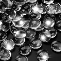 1LB Clear Flat Glass Marbles for Vases, Gemstone Beads Vase Filler Decorative Glass Pebbles for Fish Tank, DIY Crafts, Aquarium Decor Rocks