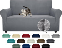 Super Stretch Couch Cover Universal Sofa Covers with Elastic Bottom - Light Grey / Medium (57"-70")