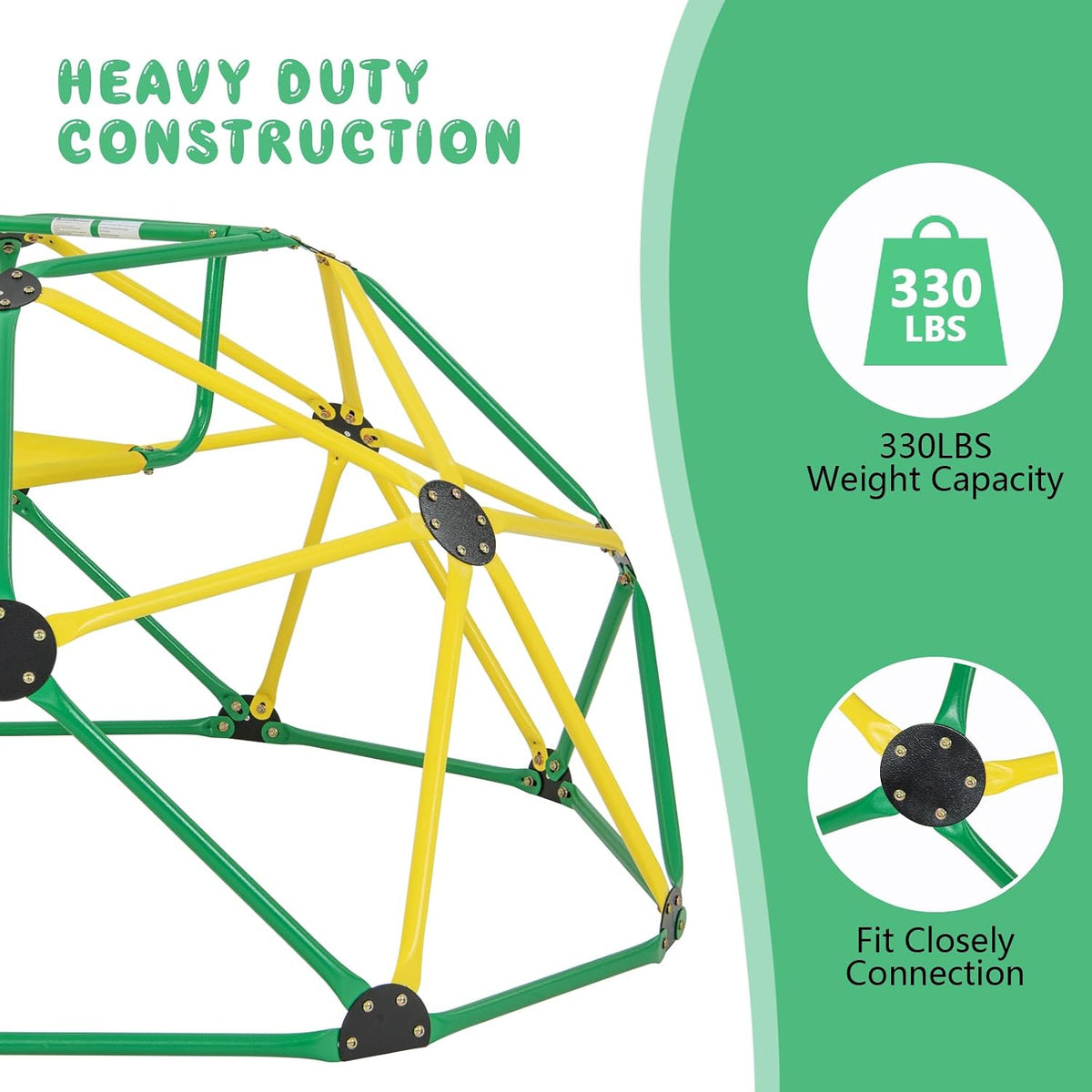 Olakids geometric climbing dome with slide, green steel frame for backyard play - view 8