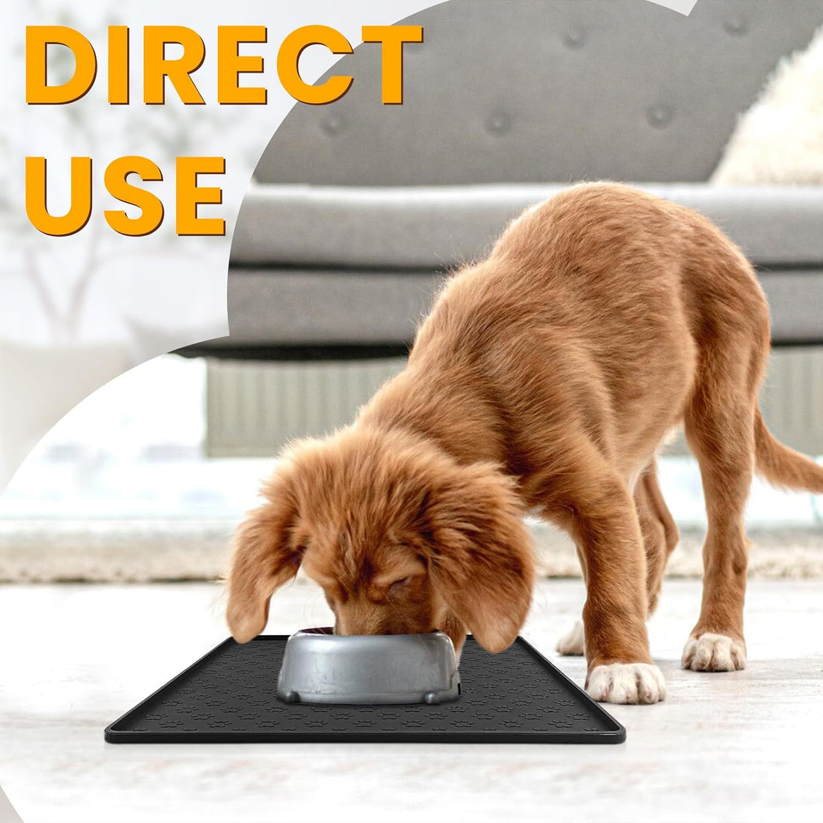 Pet Placemat for Dog and Cat - 11.8"L x 11.8"W / Black - image 3