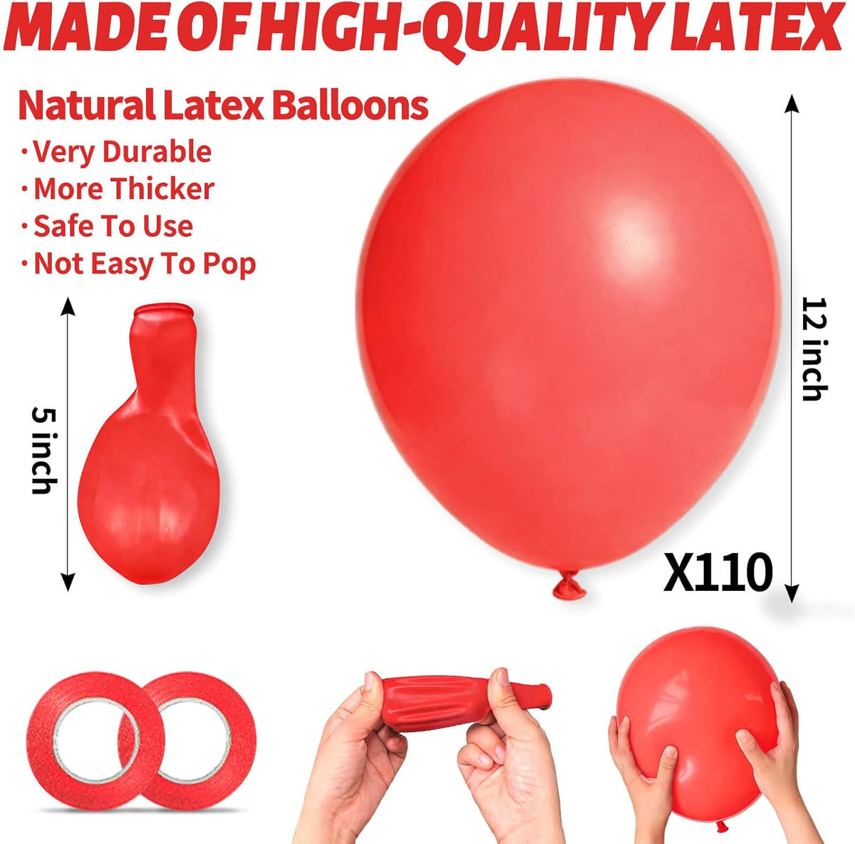 110pcs Black Balloon 12 inch - 12inch(normal) / A03-coral Red - image 3