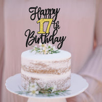 1 PCS Happy 60th Birthday Cake Topper Black Gold Glitter Cheers to 60 - 17th - image 4