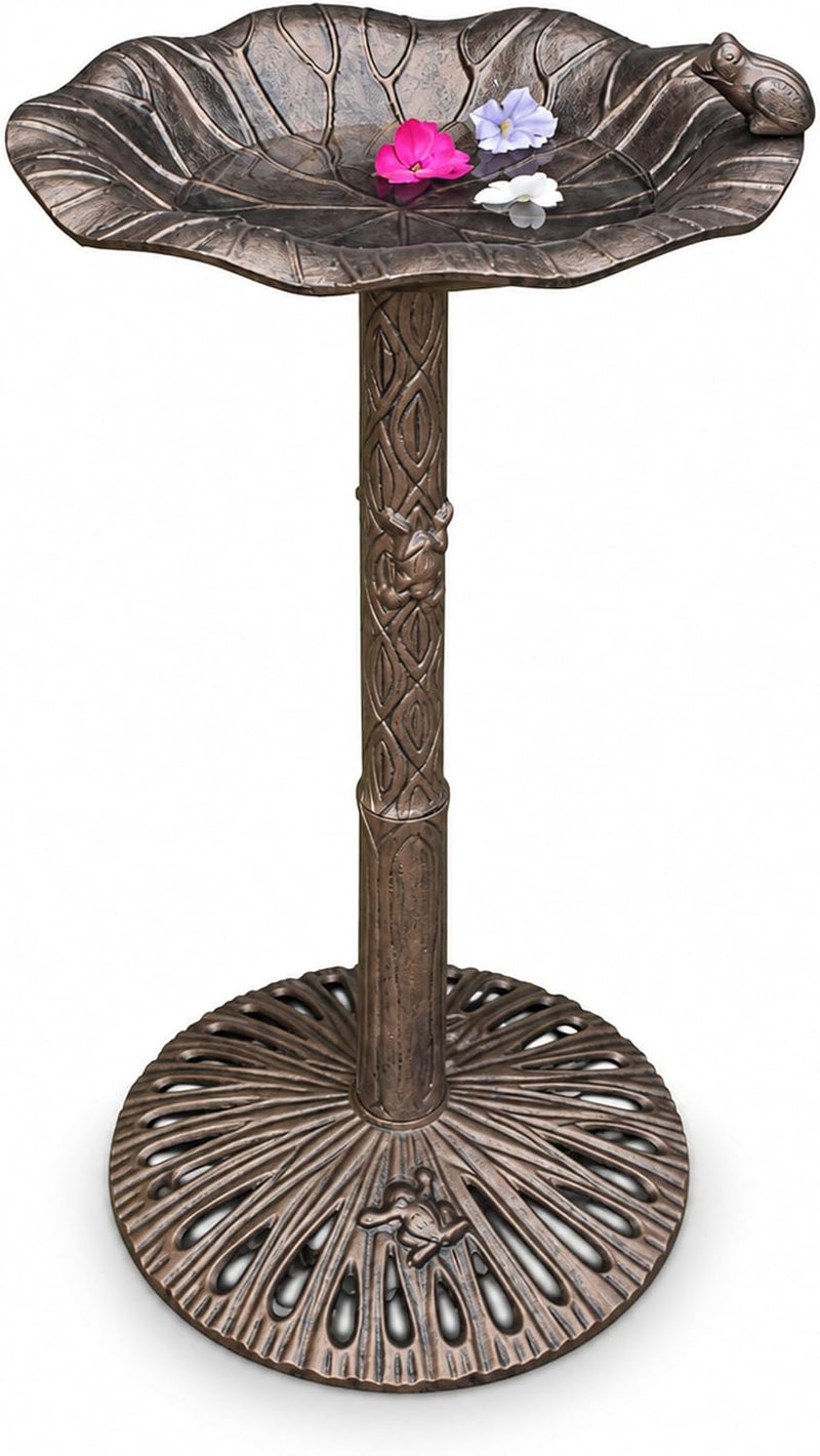 Oakland Living 5012AB Antique Bronze Frog Design Aluminum Birdbath – Essentials for Birds - Bronze