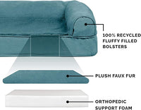 Furhaven Orthopedic Dog Bed for Large Dogs w/ Removable Bolsters & Washable Cover, For Dogs Up to 125 lbs - Plush & Suede Sofa - Deep Pool, Jumbo Plus/XXL