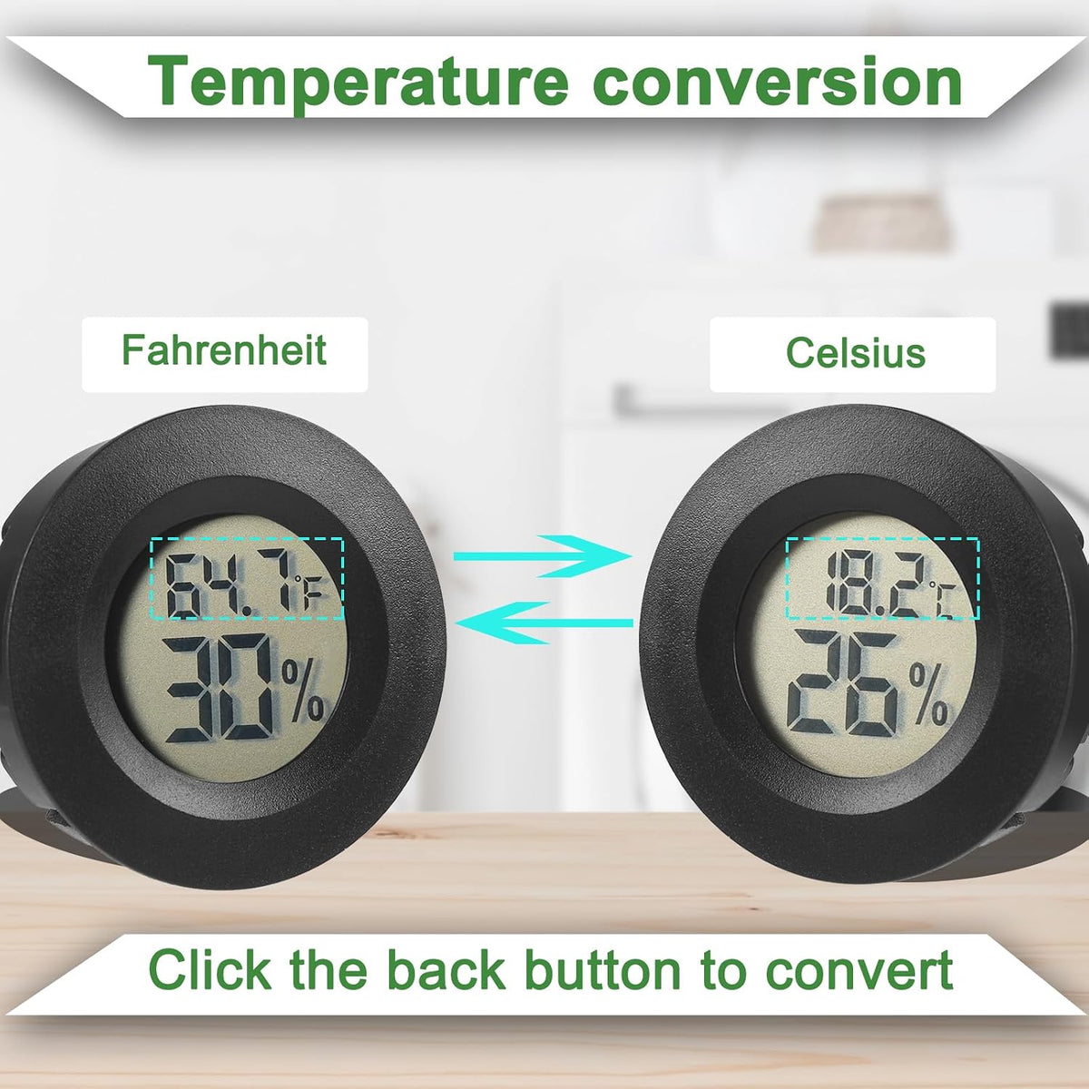 Reptile Thermometer and Humidity Gauge Digtal Terrarium Thermometer - 2 / Circular - image 3