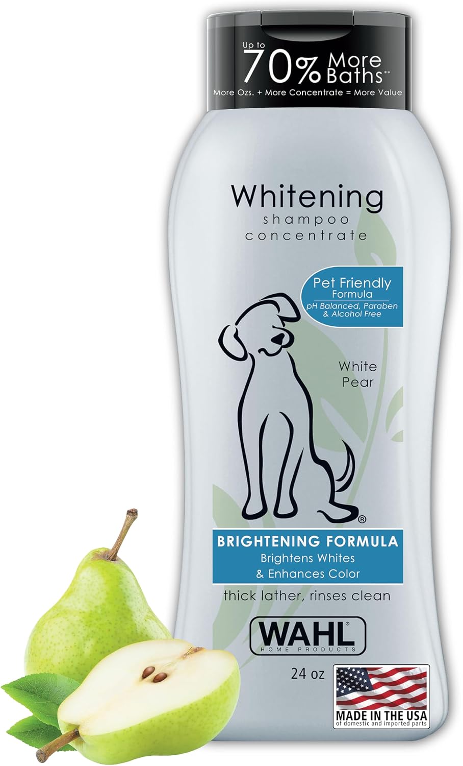 Wahl USA Whitening Dog Shampoo for Pets, Brightens Coat - White Pear / 24 Ounce